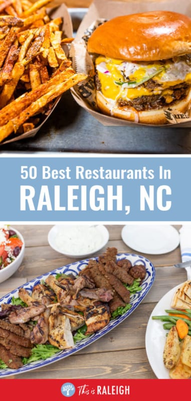 Looking for the best places to eat in Raleigh? Here are 50 of the best Raleigh restaurants broken up into categories such as best burgers, pizza, bbq, Southern, breweries, bakeries, Italian, Mexican, vegeatarian, fine dining and more. Don't visit Raleigh North Carolina before seeing this list.