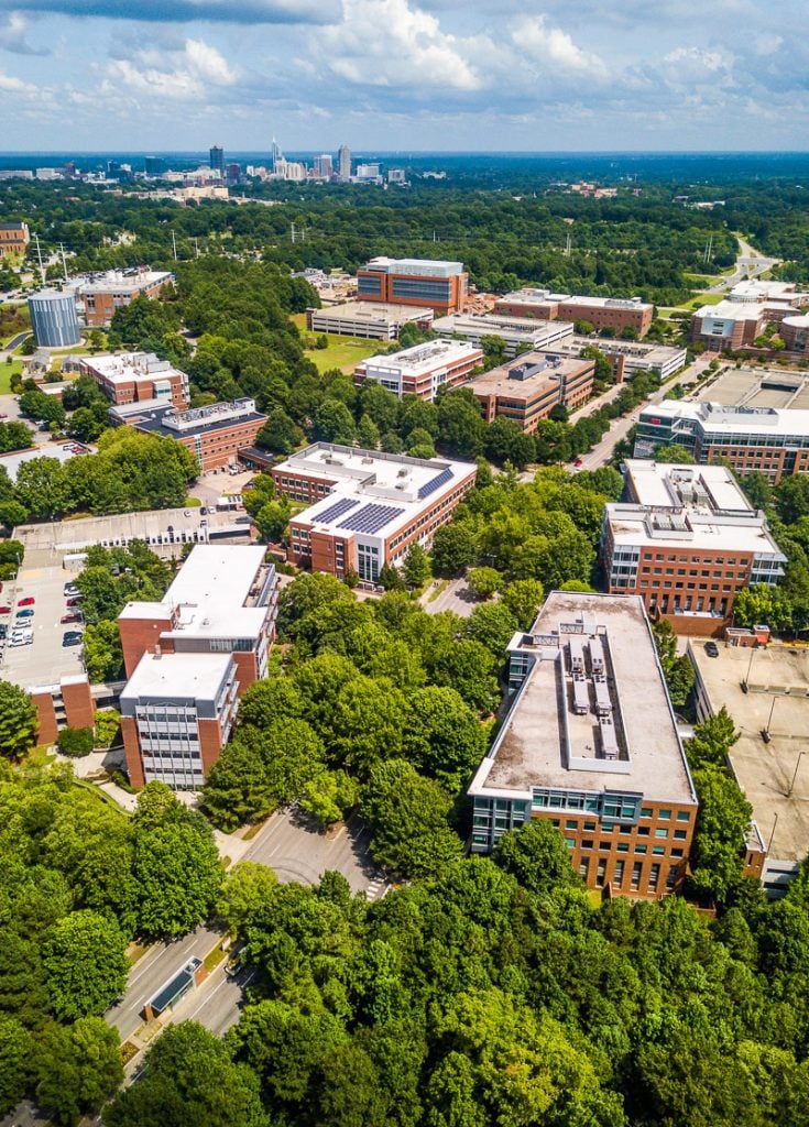 Aerial view of NC State University