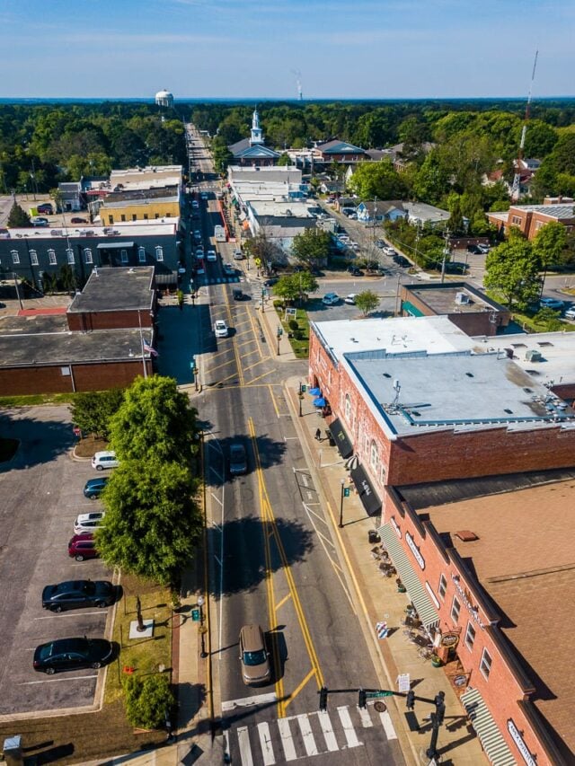 aerial view of downtown apex