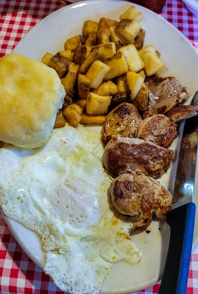 plate of liver and eggs Big Ed's Raleigh NC