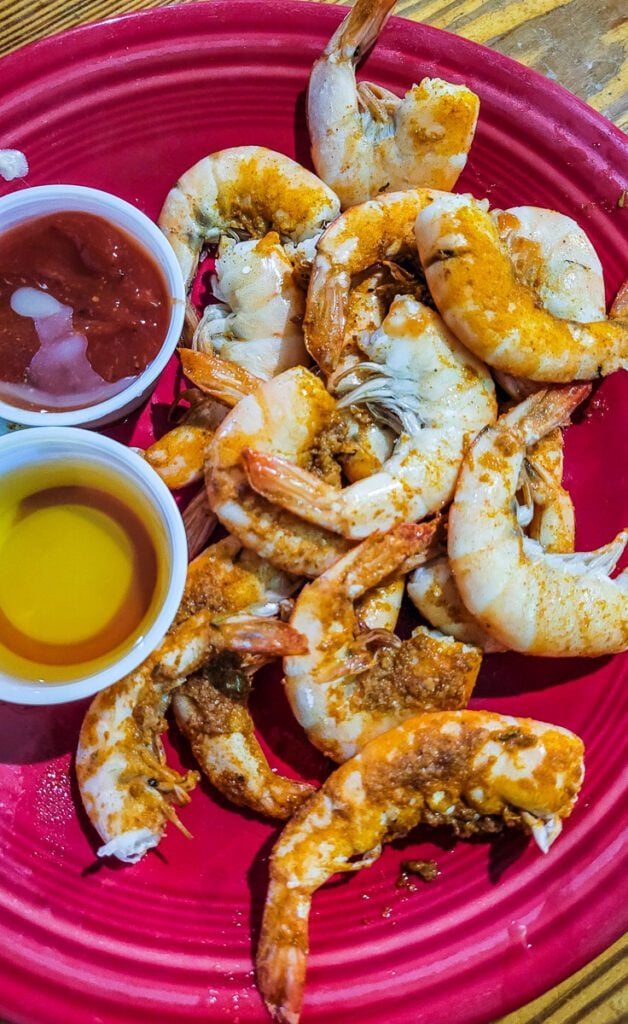 Great steamed shrimp at Tortuga's Lie, Outer Banks