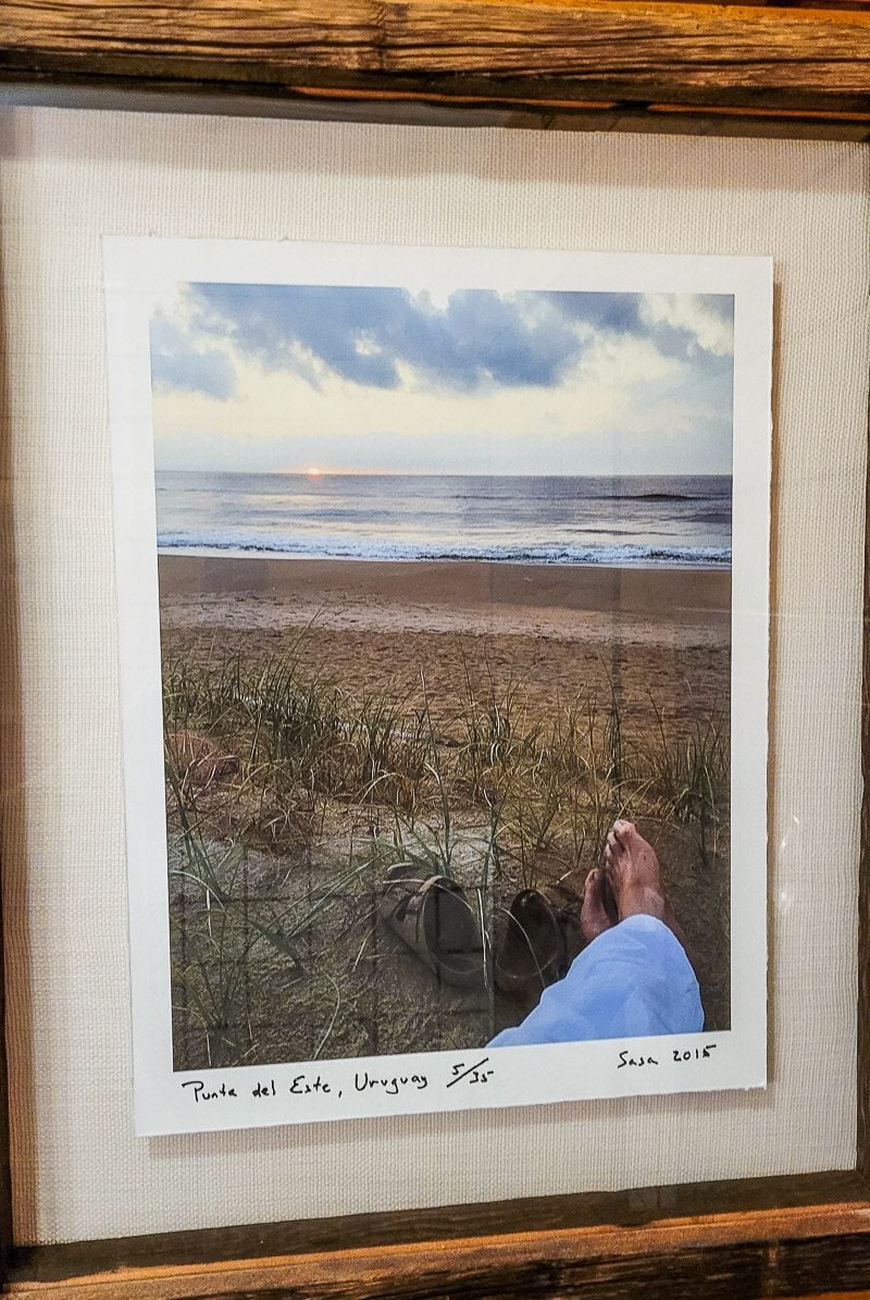 A framed photograph of a person on the beach