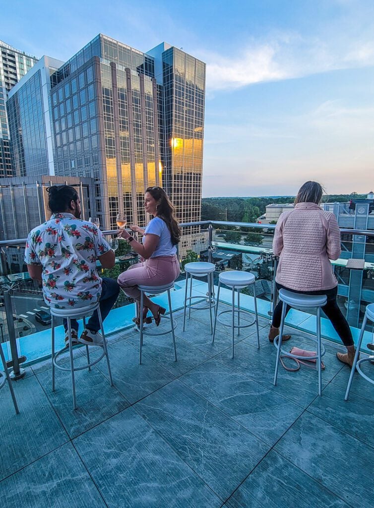 people enjoying the view at Level7 rooftop bar, North Hills