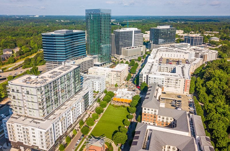 aerial view of North Hills, Raleigh