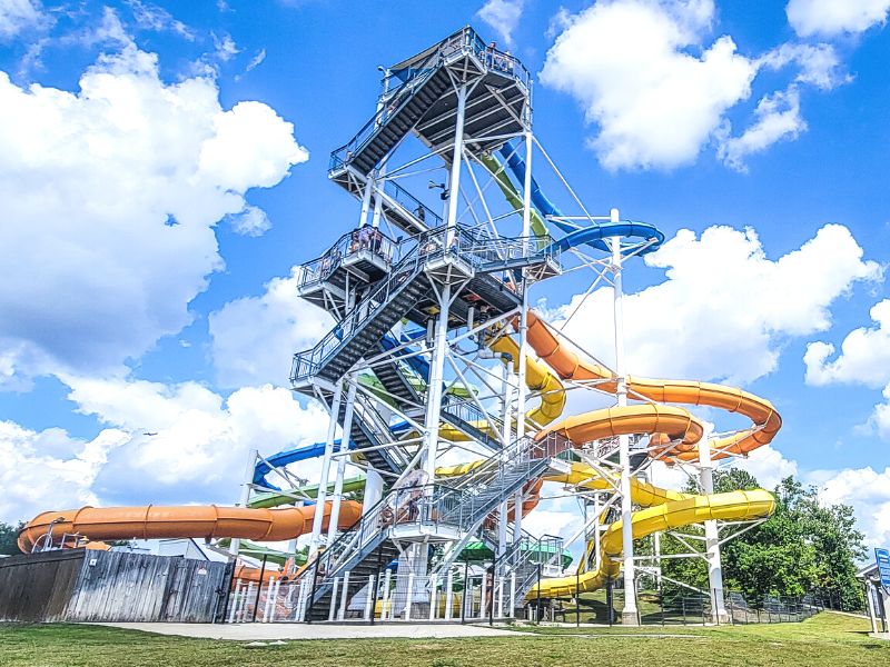 Water slides at Carowinds theme park
