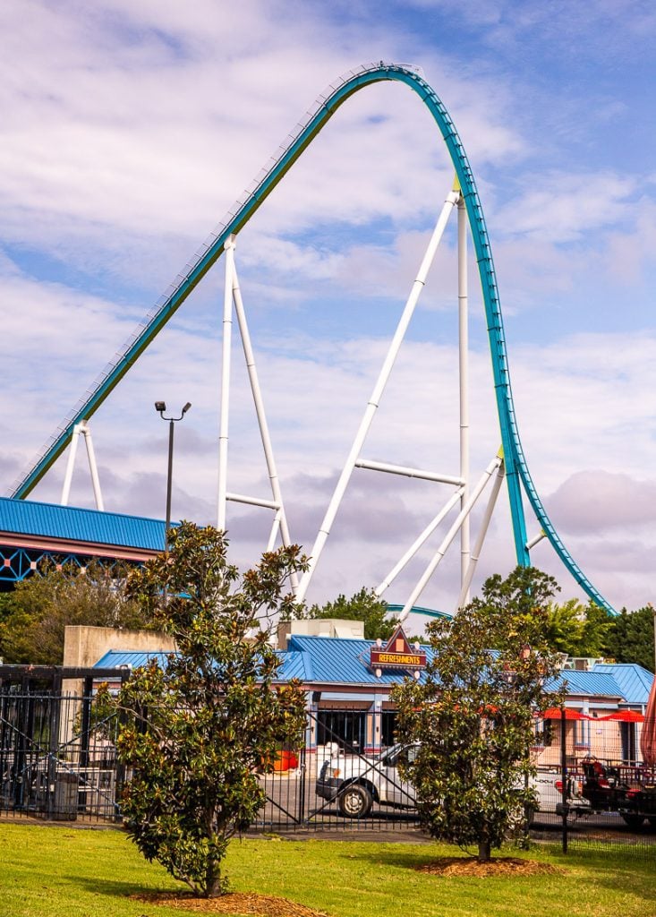Roller coaster at Carowinds theme park