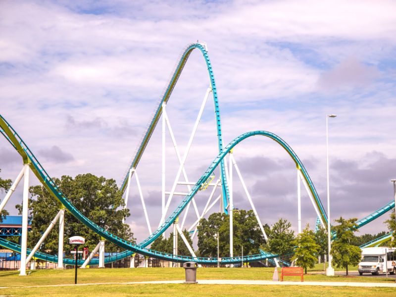 Roller coaster at Carowinds theme park