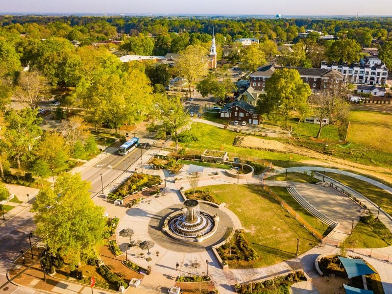 aerial view of downtown Cary, North Carolina