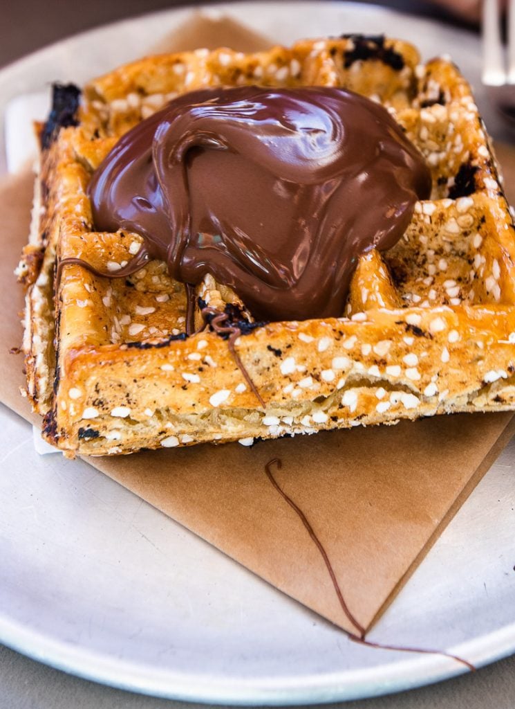 waffle with nutella on top