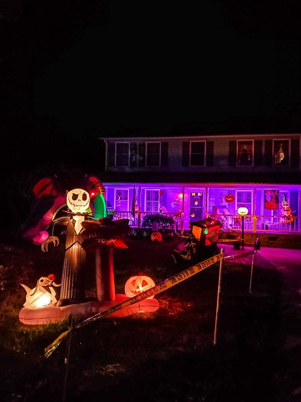 halloween decorations in front of raleigh home