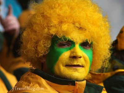 rugby fan painted in aussie colors