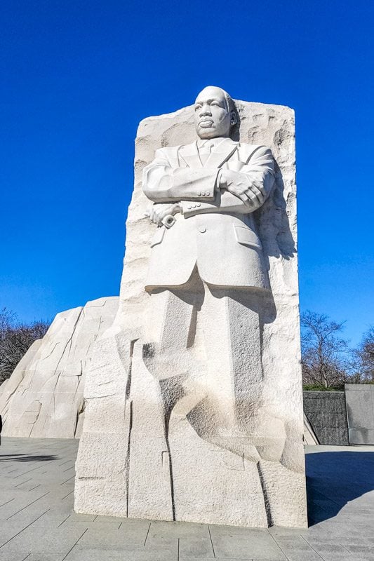 marble statue of Dr Martin Luther King in WAshington DC