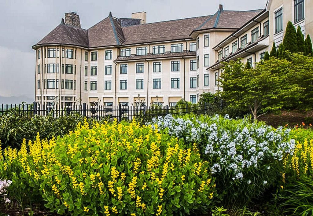 Hotel with gardens outside