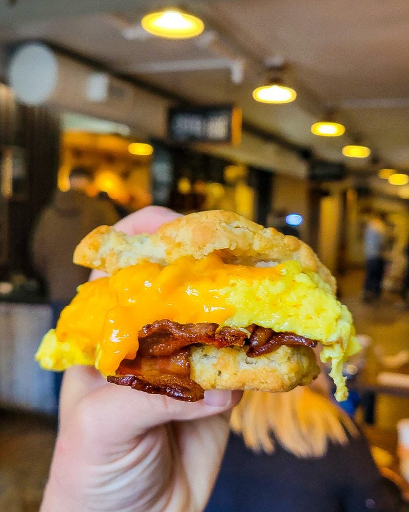 Egg and bacon biscuit