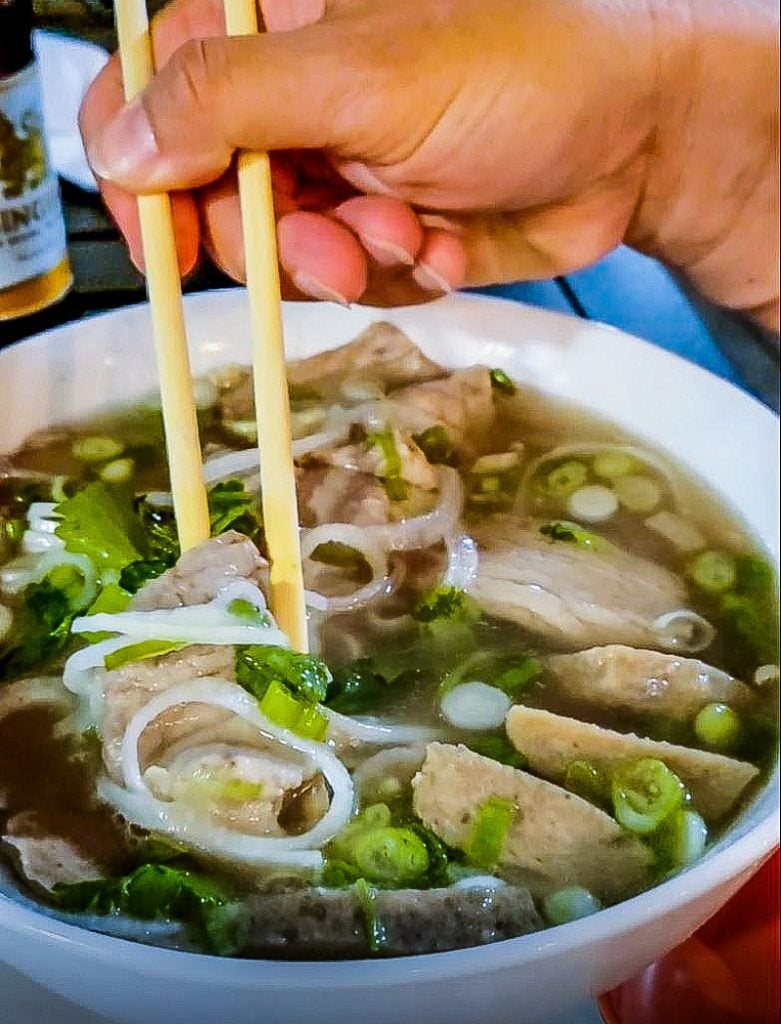 Bowl of Vietnamese noodle soup