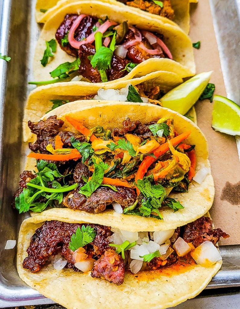 Plate of three tacos
