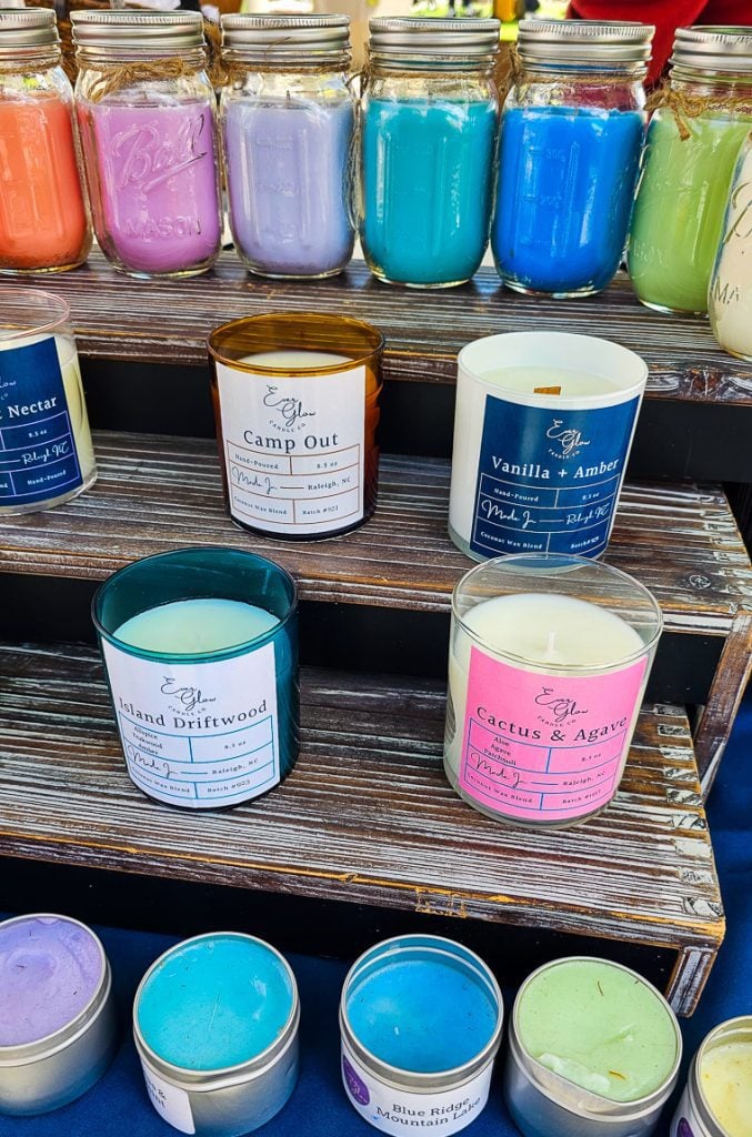 Candles for sale at a market