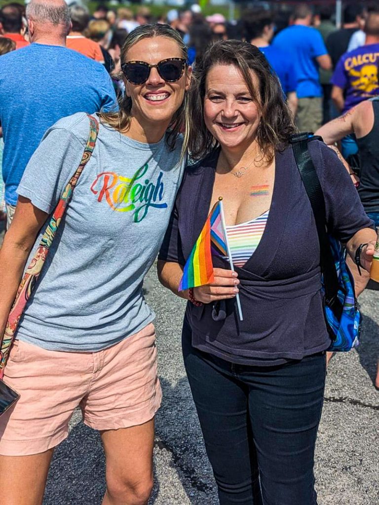 Two women at a pride festival
