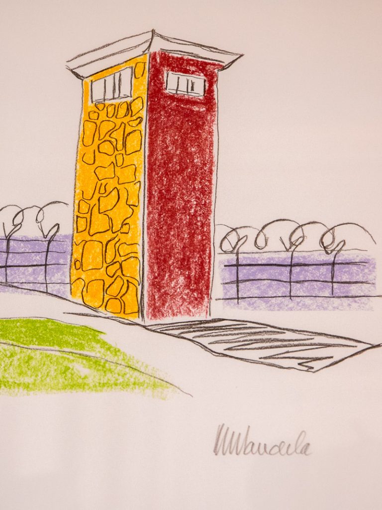 Drawing of a guard tower in a prison