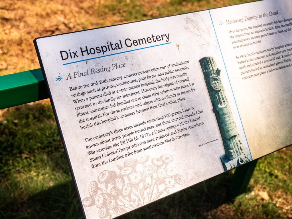 Plaque for a hospital cemetery
