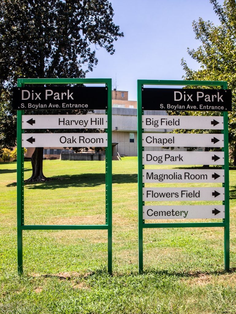 Sign in a park showing directions!