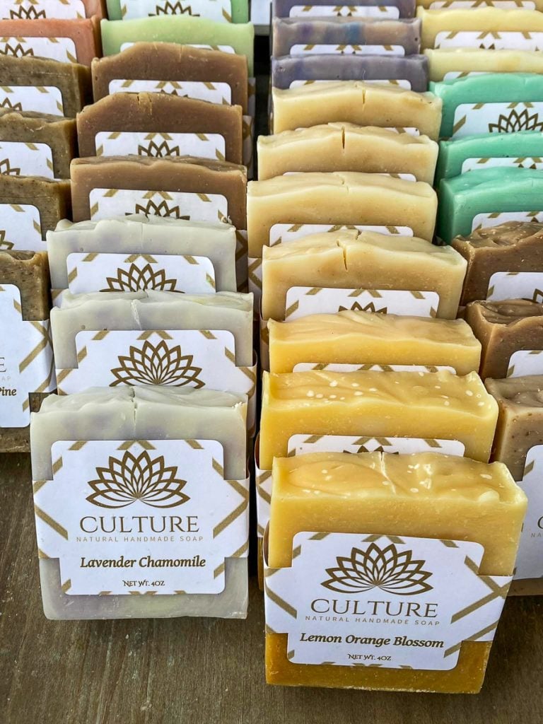 Soap on display at a market