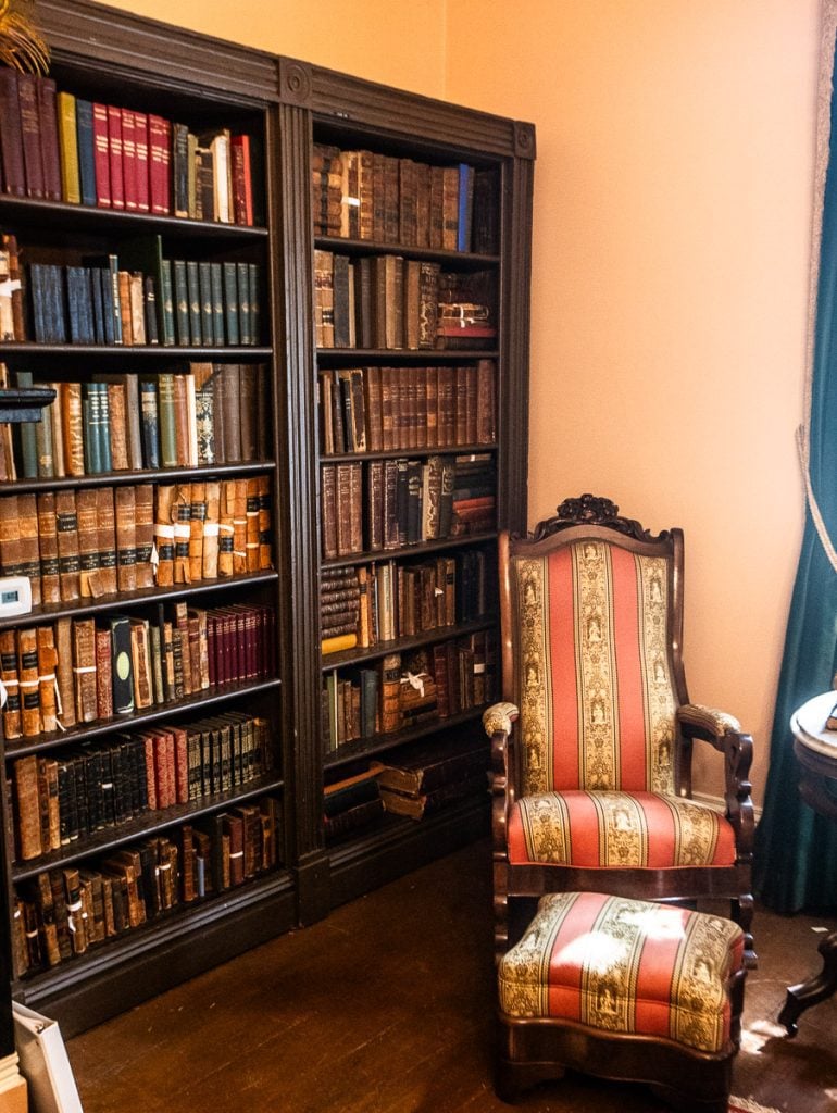 Antique chair and bookcase