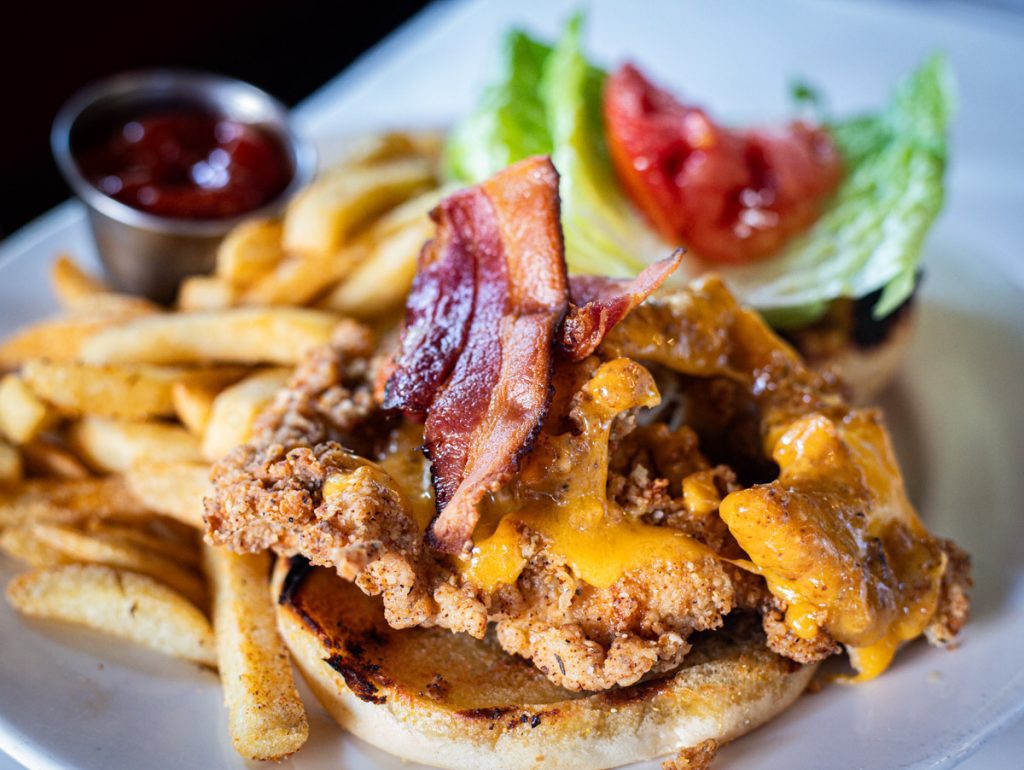 fried chicken sandwich and fries