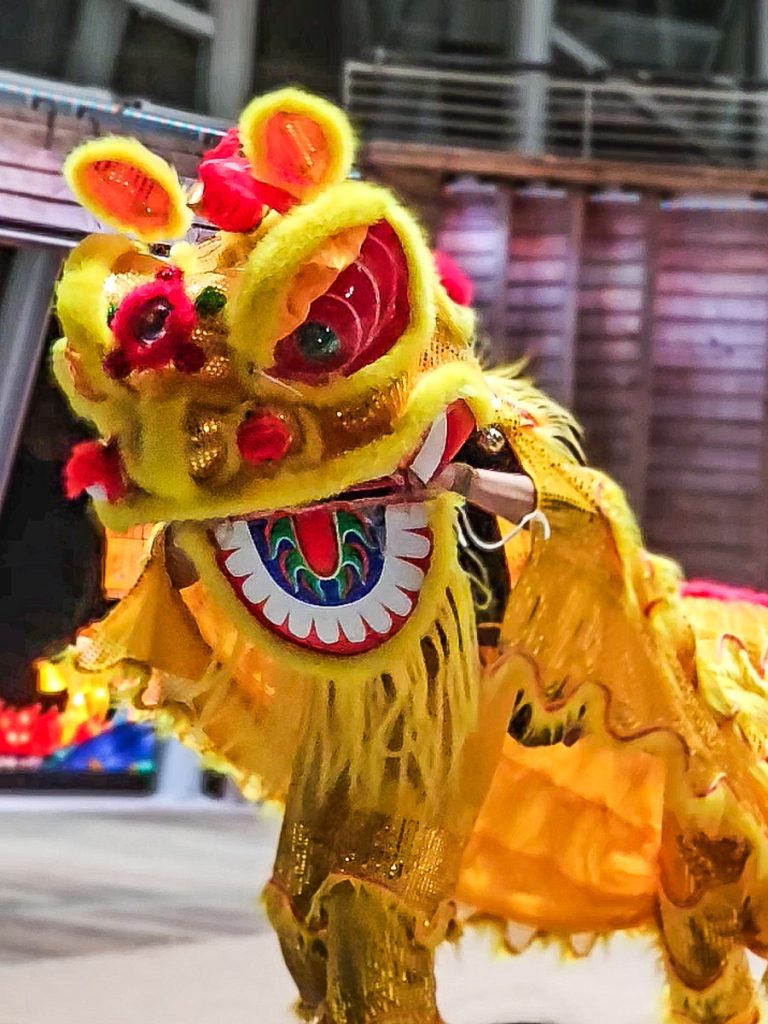 Chinese dragon dancing at a festival.
