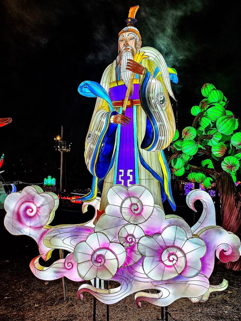 Chinese man at a lantern festival of lights.