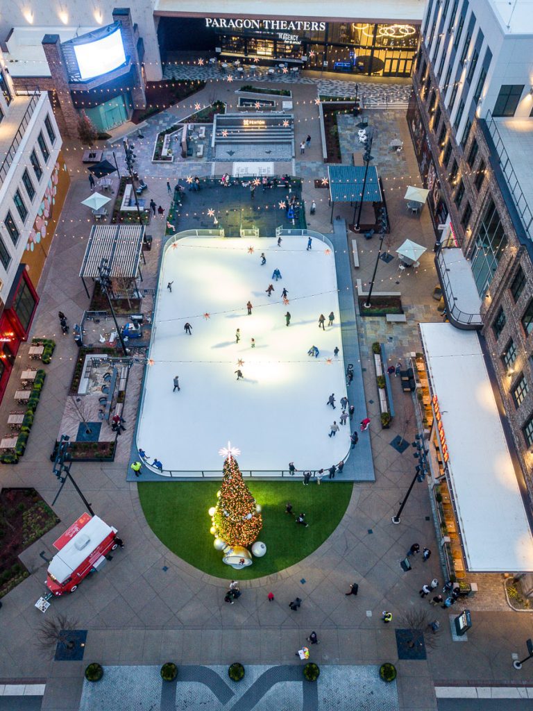 Ice skating rink at a mall.