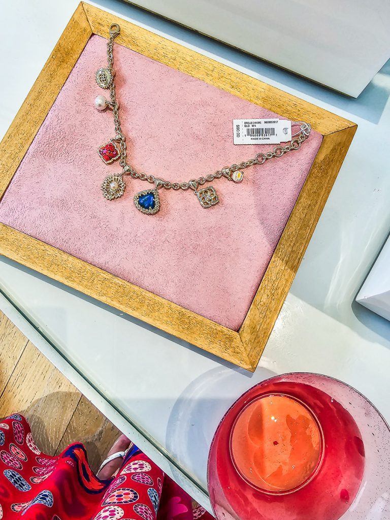 Necklace on display in a store.