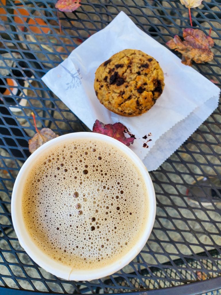 Cup of coffee and a muffin.