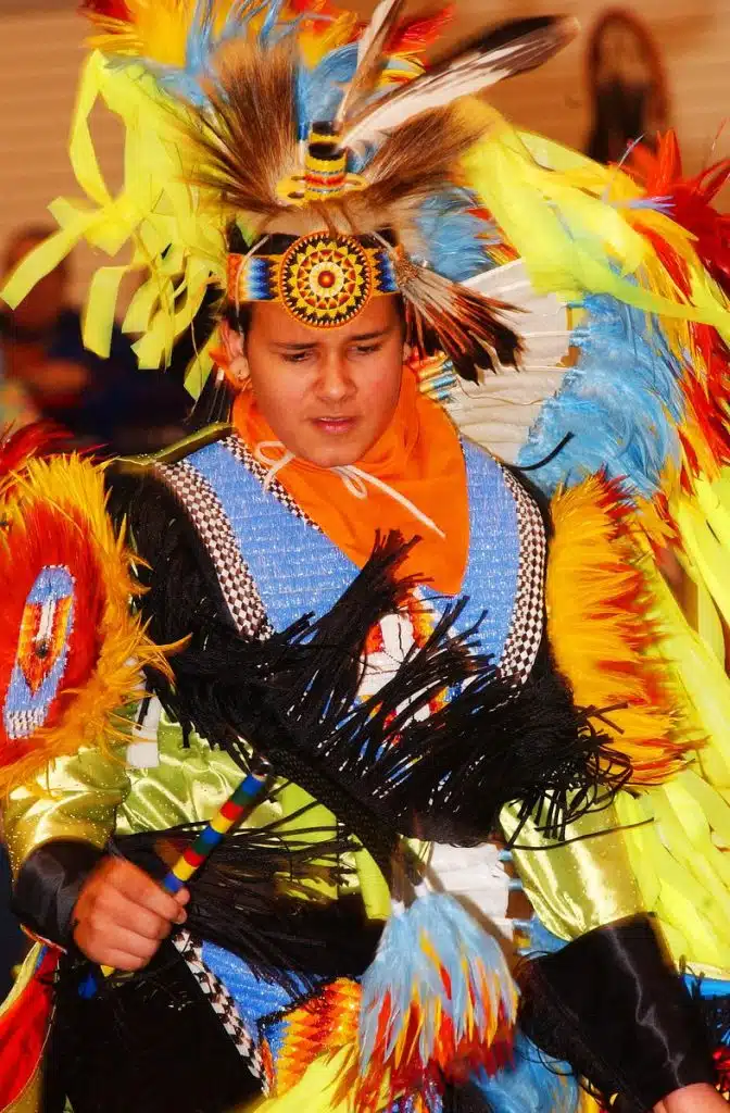 native american in headdress 