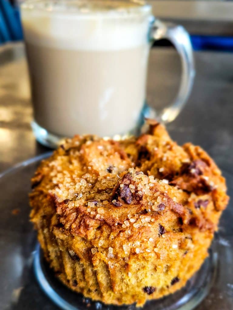 Muffin and cup of coffee.