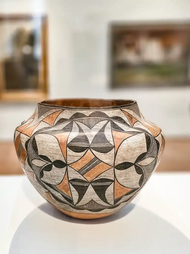 decorative potter urn on display at art museum