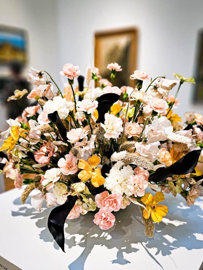 flower arrangement in art museum