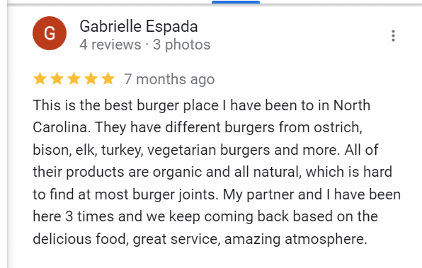 google review of burger village raleigh