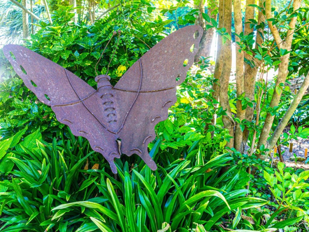 butterfly sculpture in garden