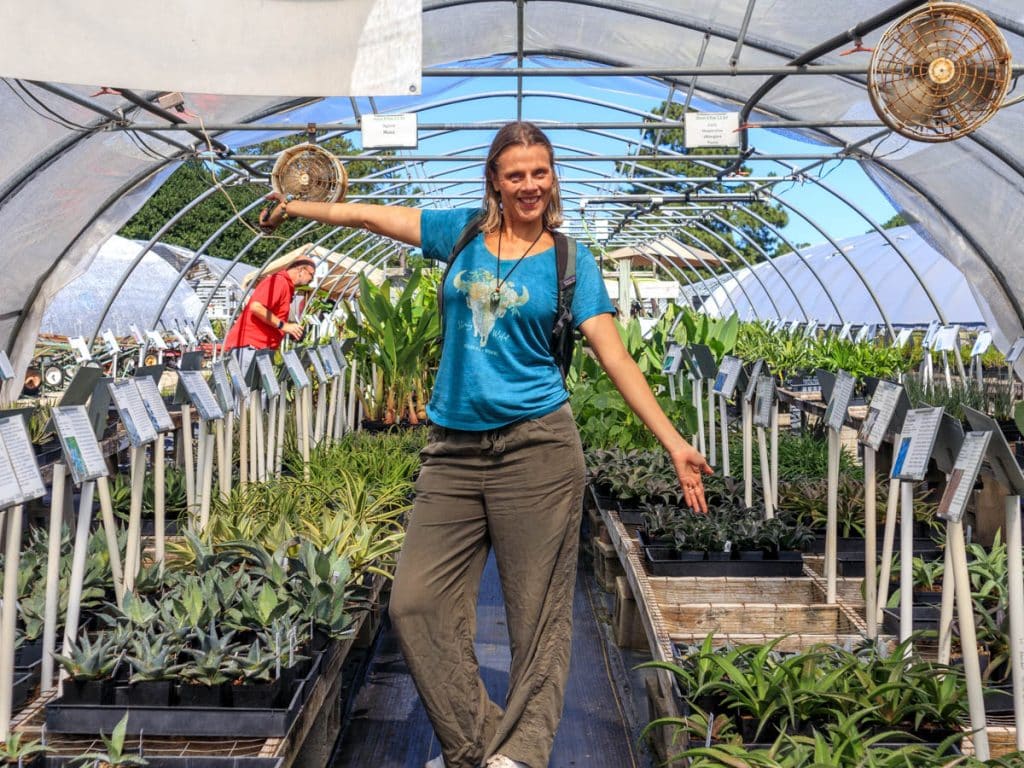 lady in greenhouse