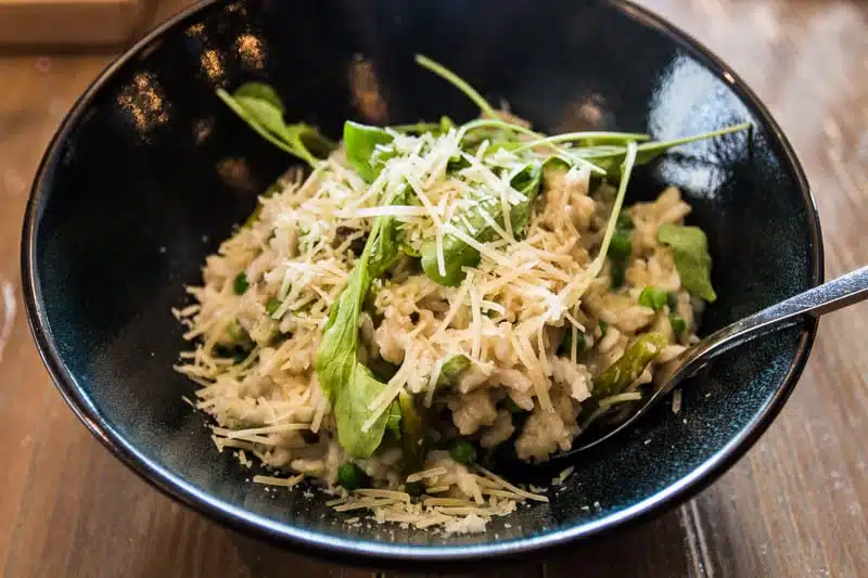 bowl of mushroom risotto