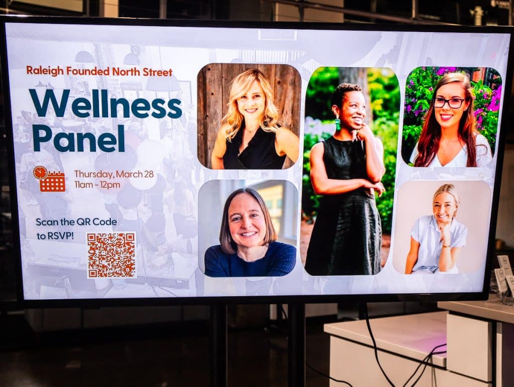 TV screen promoting and event on wellness.
