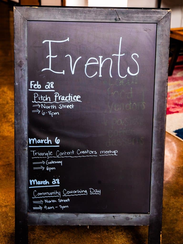 Blackboard highlighting events.
