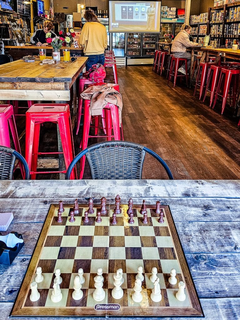 Game of chess in a bar.