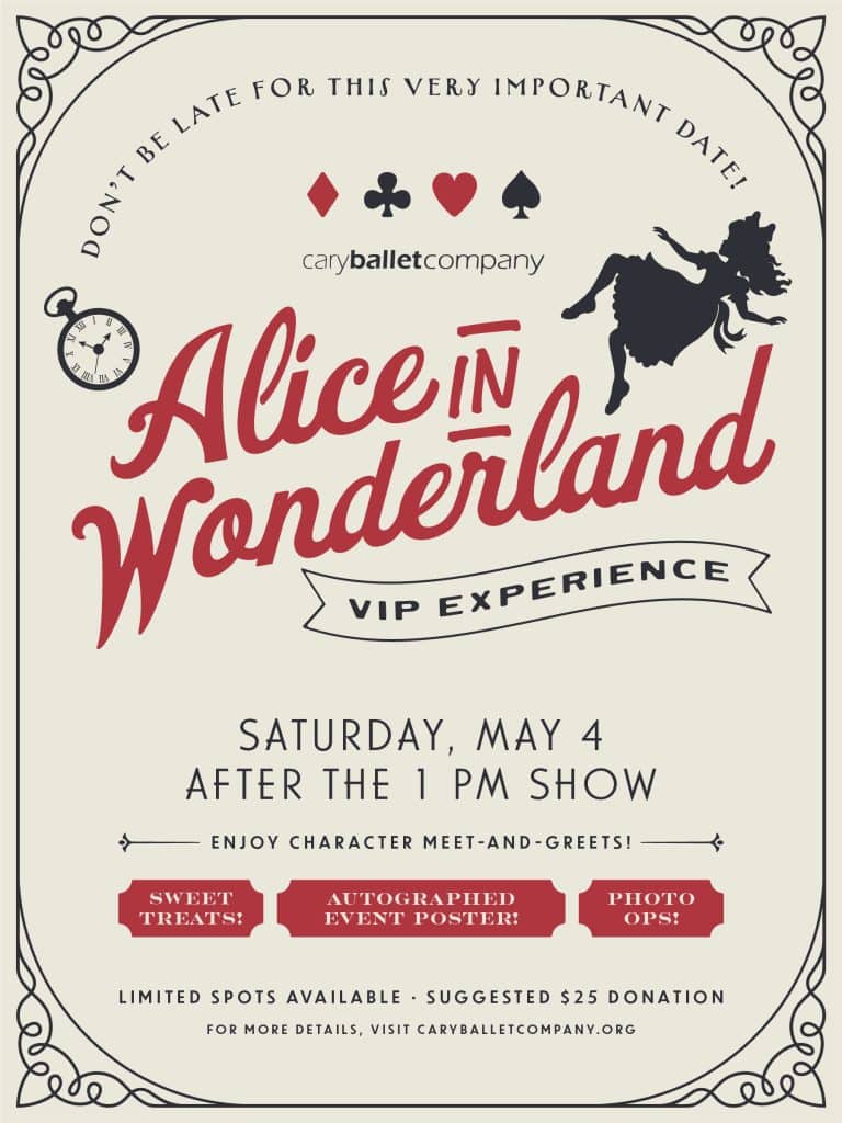 Poster promoting an Alice in Wonderland performance.