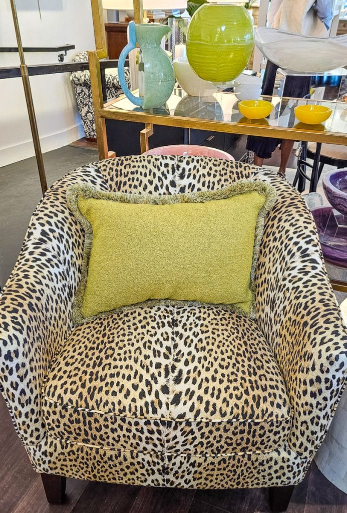 Leopard print couch.