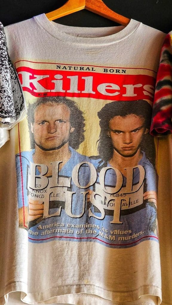 Vintage t shirt hanging up.