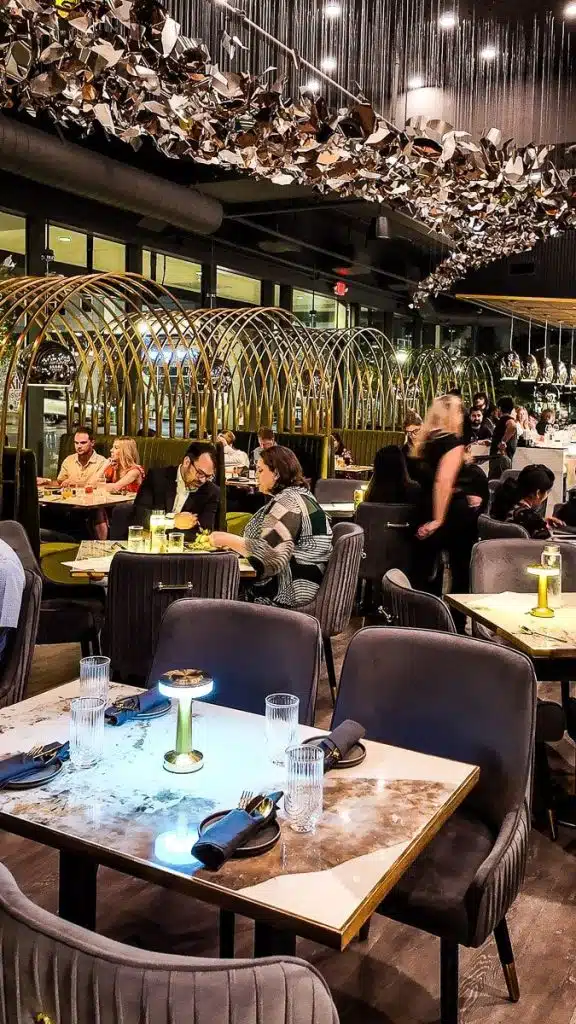 People dining in a restaurant.