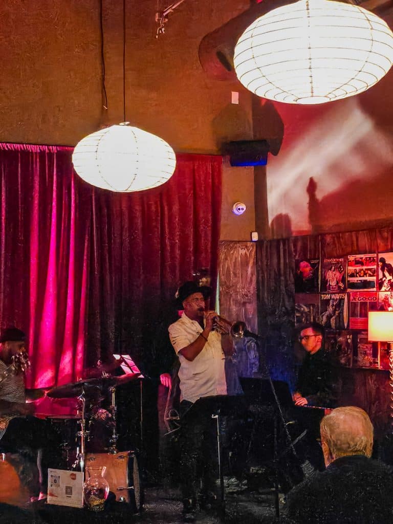 jazz band on stage at moon room