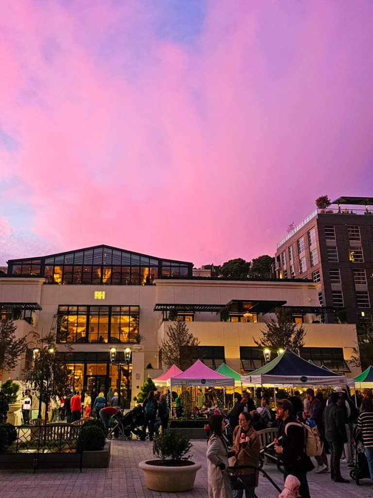 pink sky sunset at north hills restoration hardware